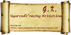 Gyurcsánszky Krisztina névjegykártya
